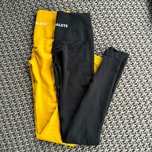 2 pair Alphalete Amplify Leggings golden hour & Black Xs